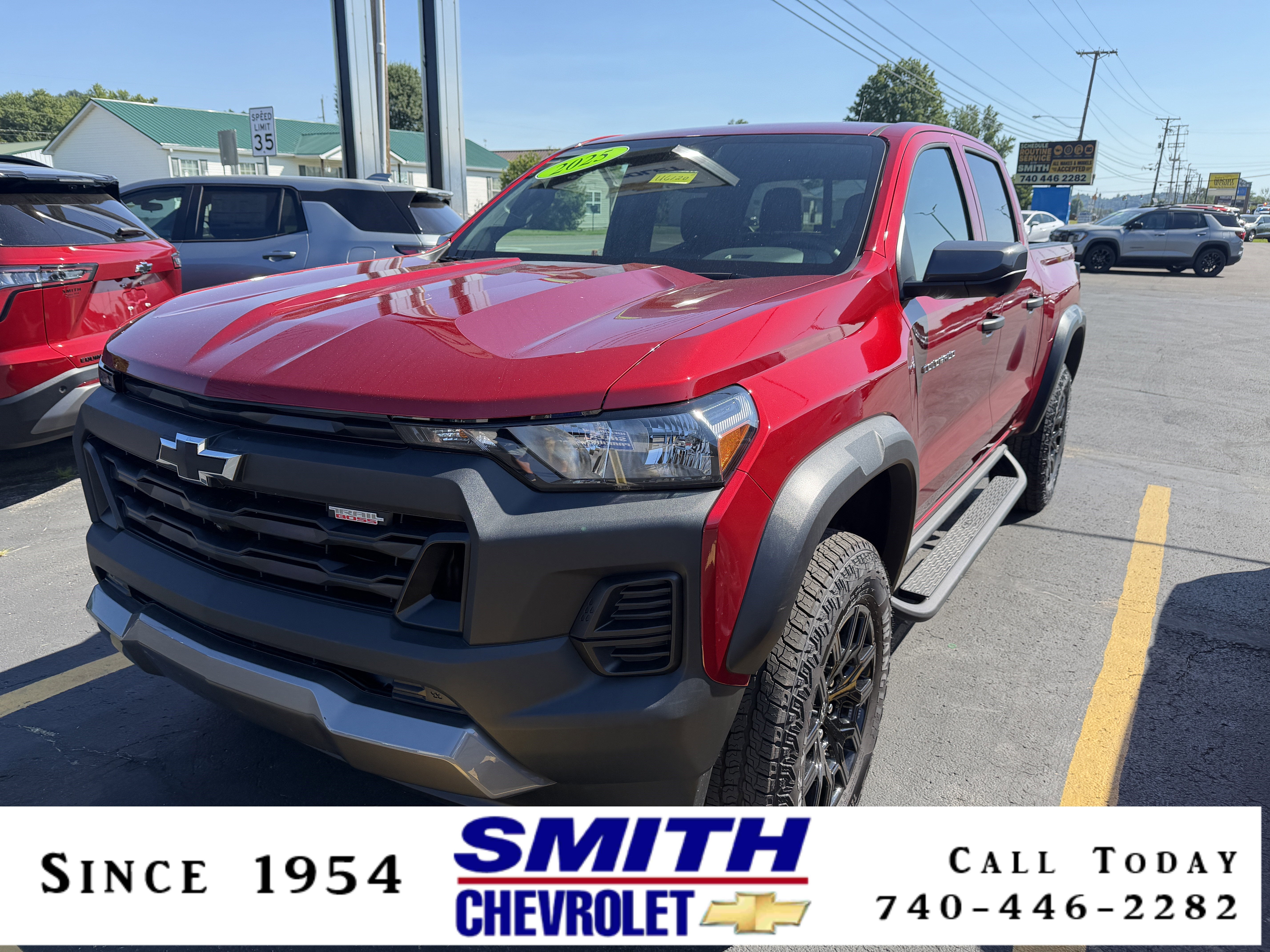 2025 Chevrolet Colorado Trail Boss in Radiant Red Tintcoat — front three-quarter view