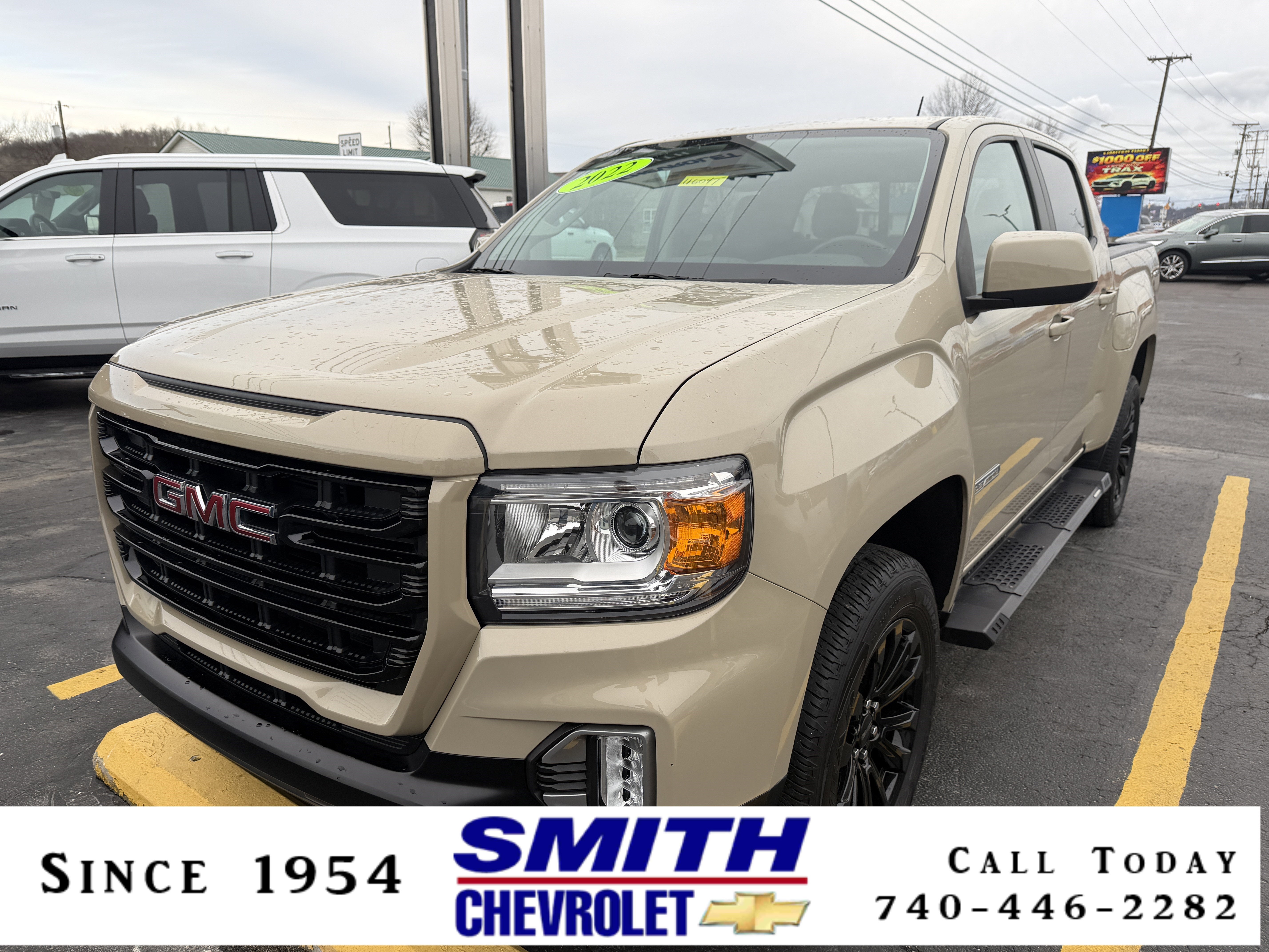 2022 GMC Canyon Elevation in Desert Sand Metallic — front three-quarter view