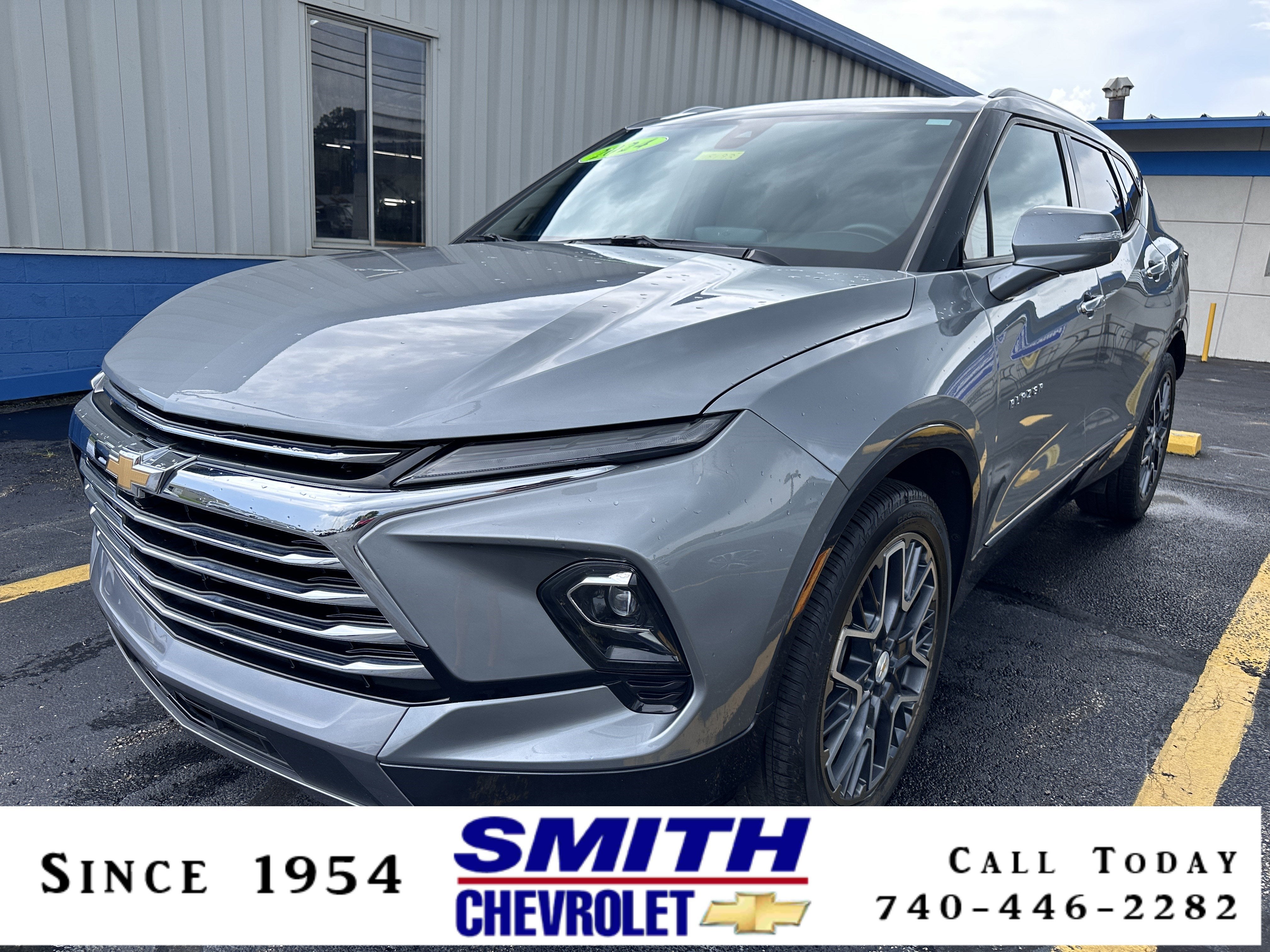 2024 Chevrolet Blazer Premier in Sterling Gray Metallic — front three-quarter view