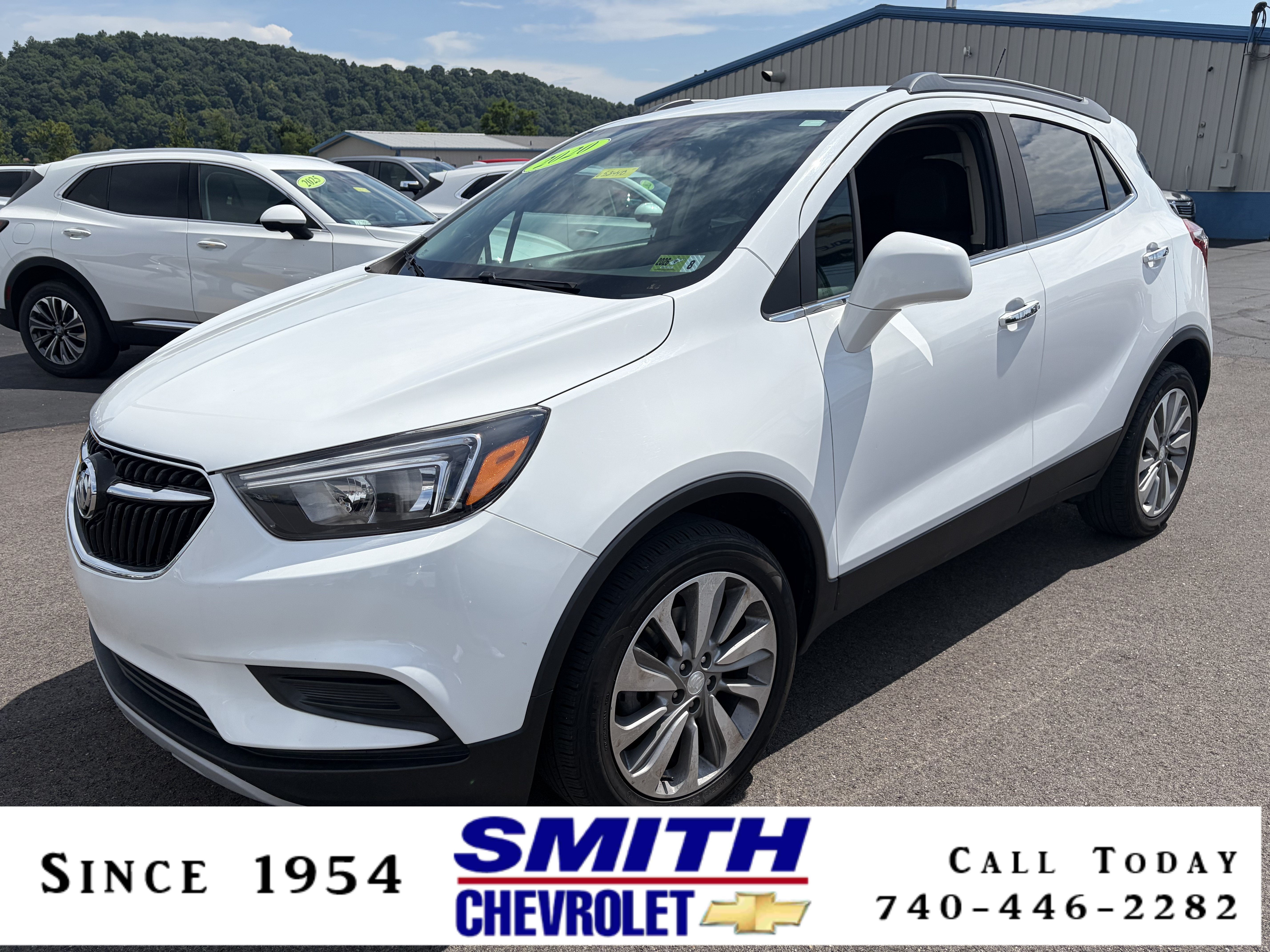 2020 Buick Encore Preferred in Summit White — front three-quarter view
