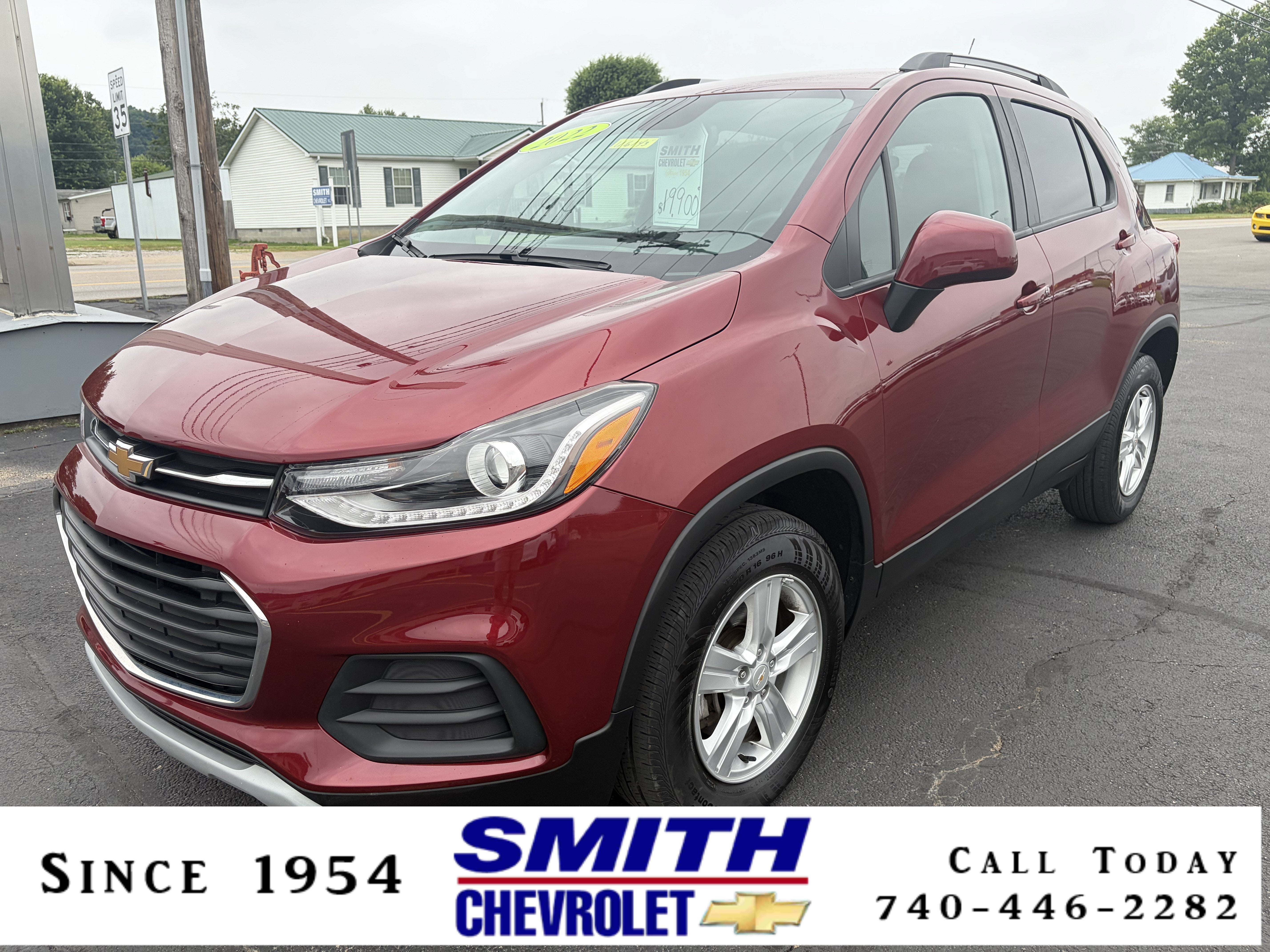 2022 Chevrolet Trax LT in Crimson Metallic — front three-quarter view
