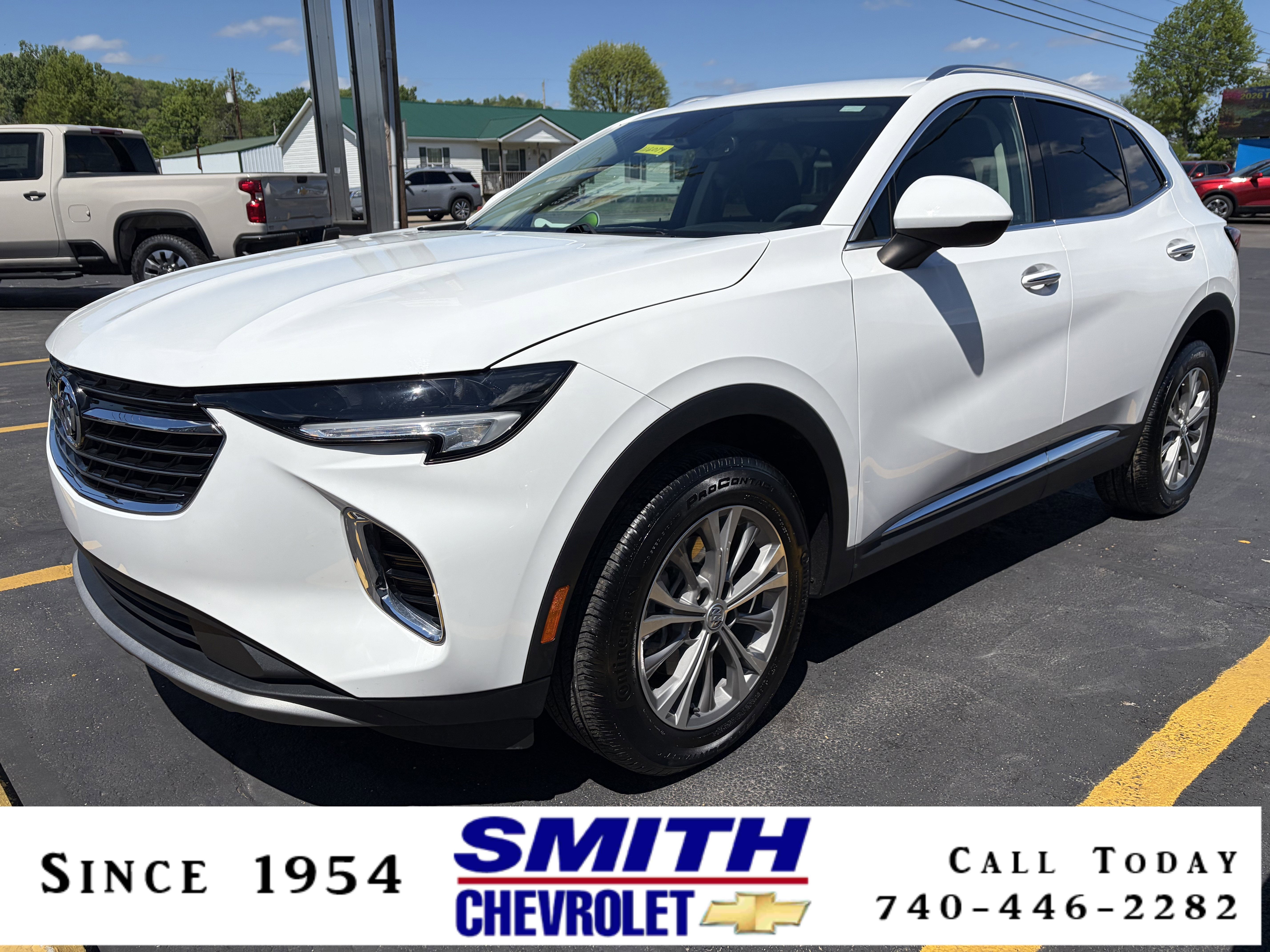 2022 Buick Envision Preferred in Summit White — front three-quarter view